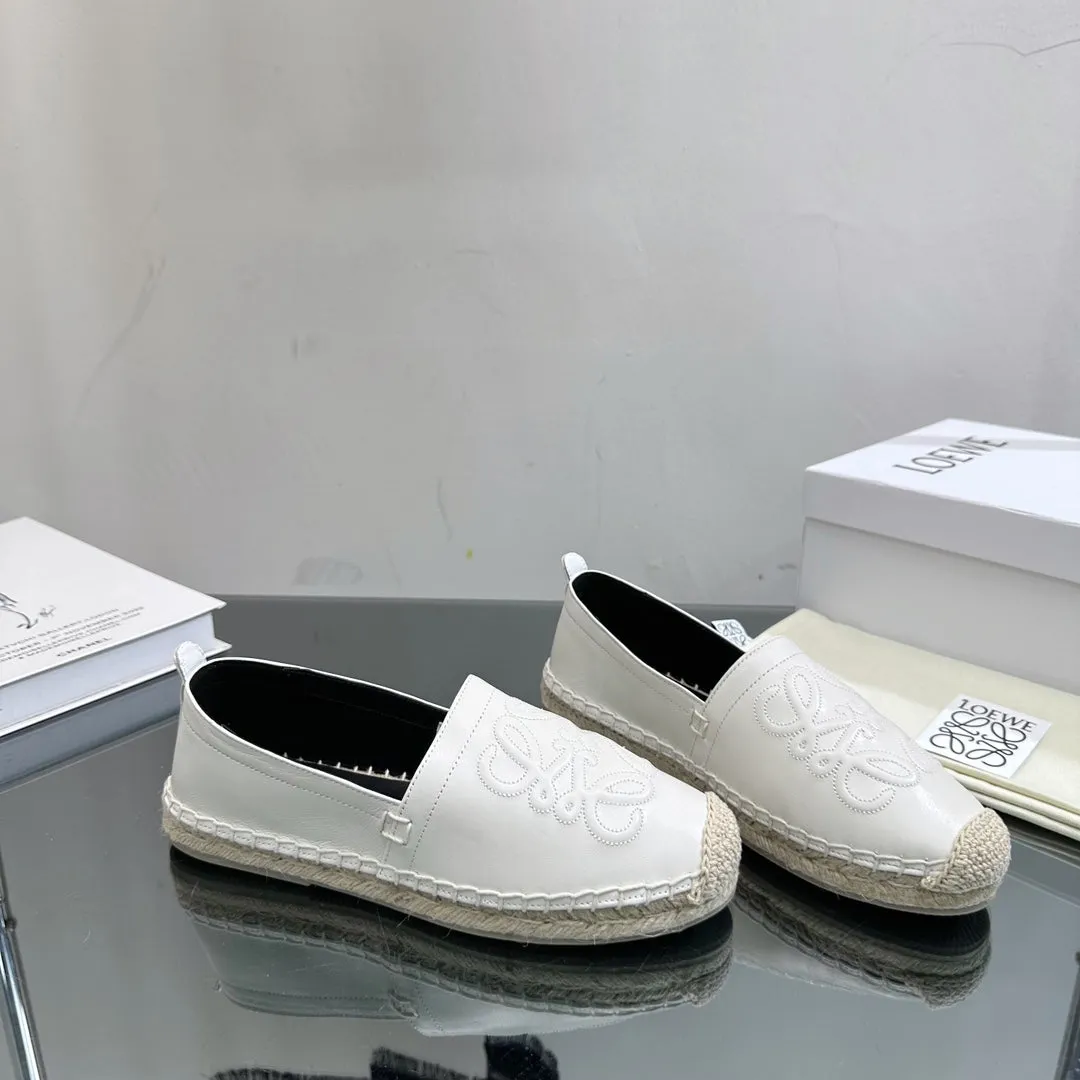 Loew Anagram Espadrille White Black Leather