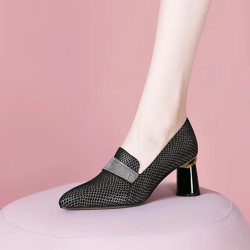 Luxe Exotic Cow Leather Slip-on Heels