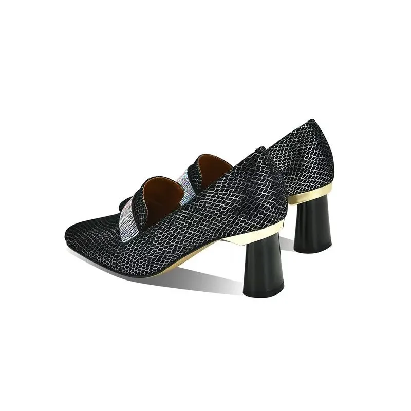 Luxe Exotic Cow Leather Slip-on Heels