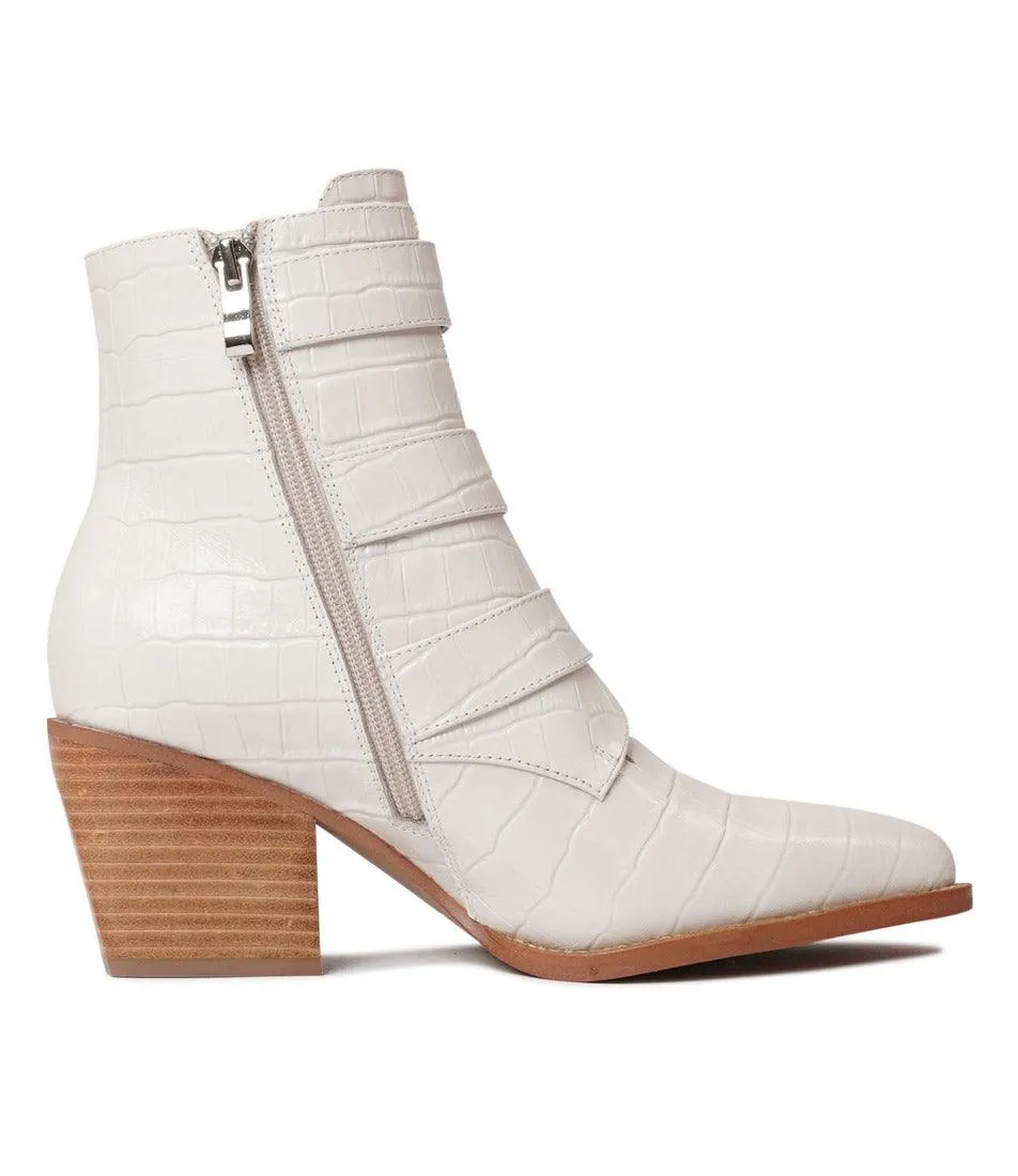 Marzena Almond Croc Leather Ankle Boots