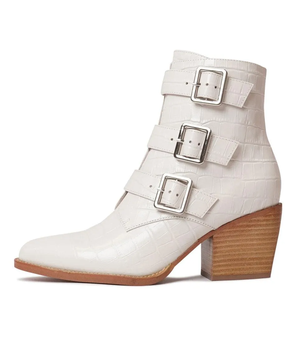 Marzena Almond Croc Leather Ankle Boots