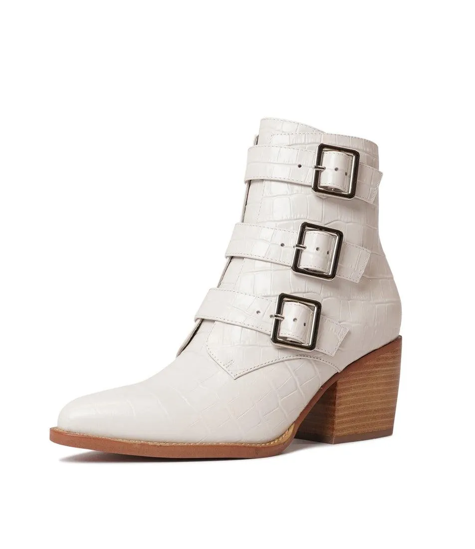 Marzena Almond Croc Leather Ankle Boots