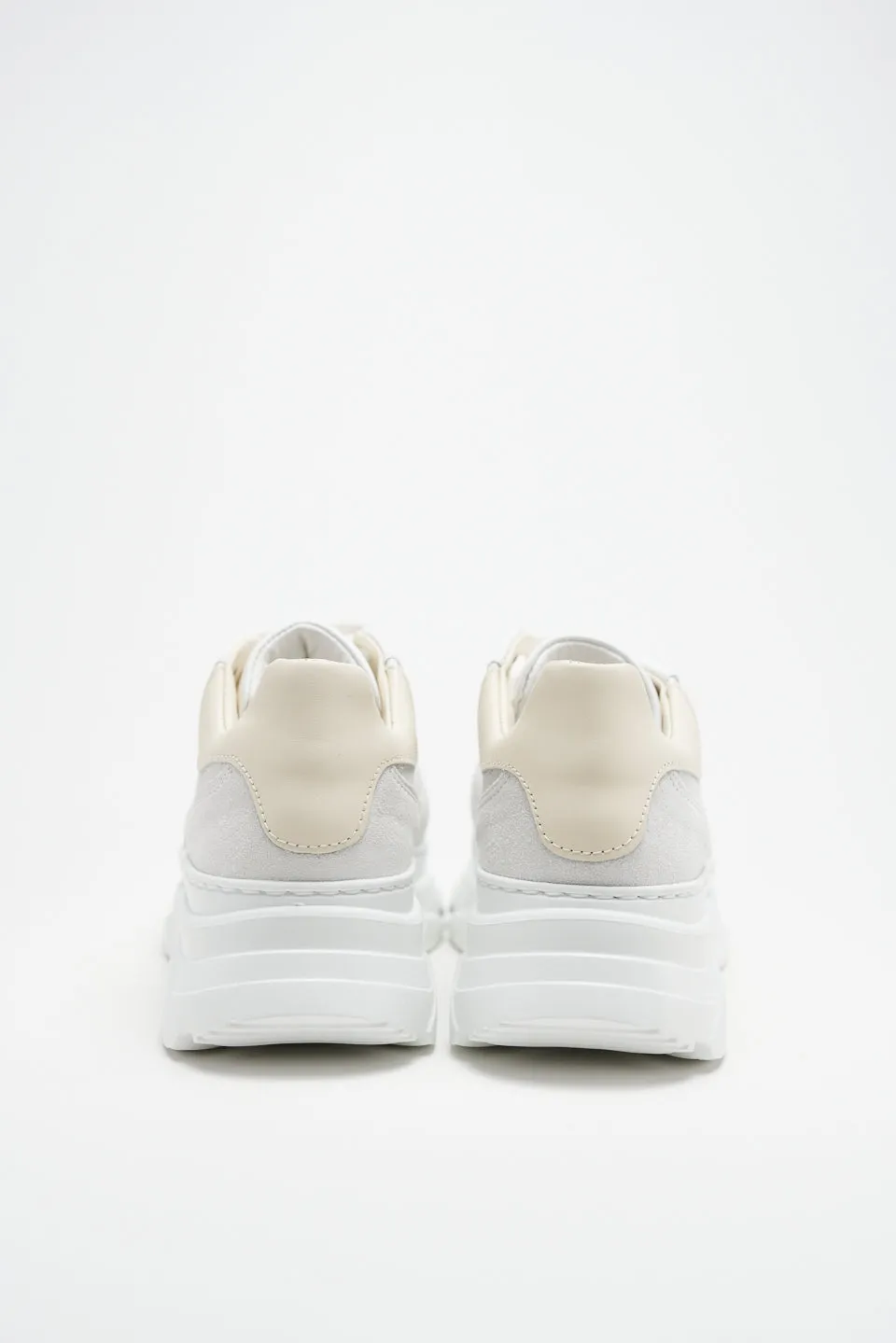 Material Mix White Butter Chunky Sneakers