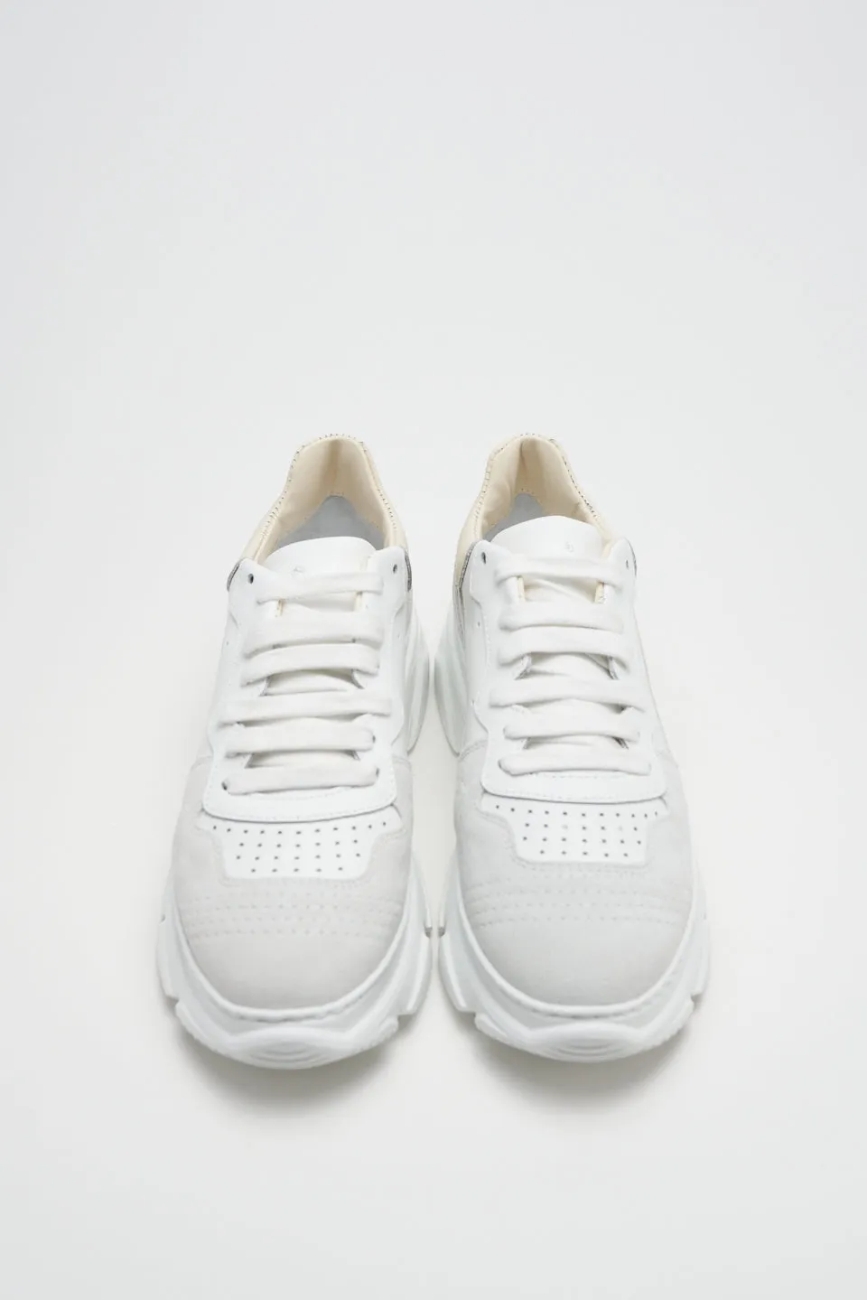 Material Mix White Butter Chunky Sneakers