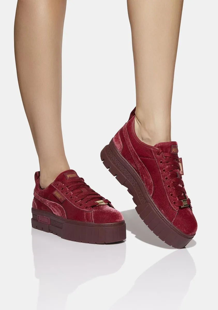 Mayze Red Velvet Platform Sneakers