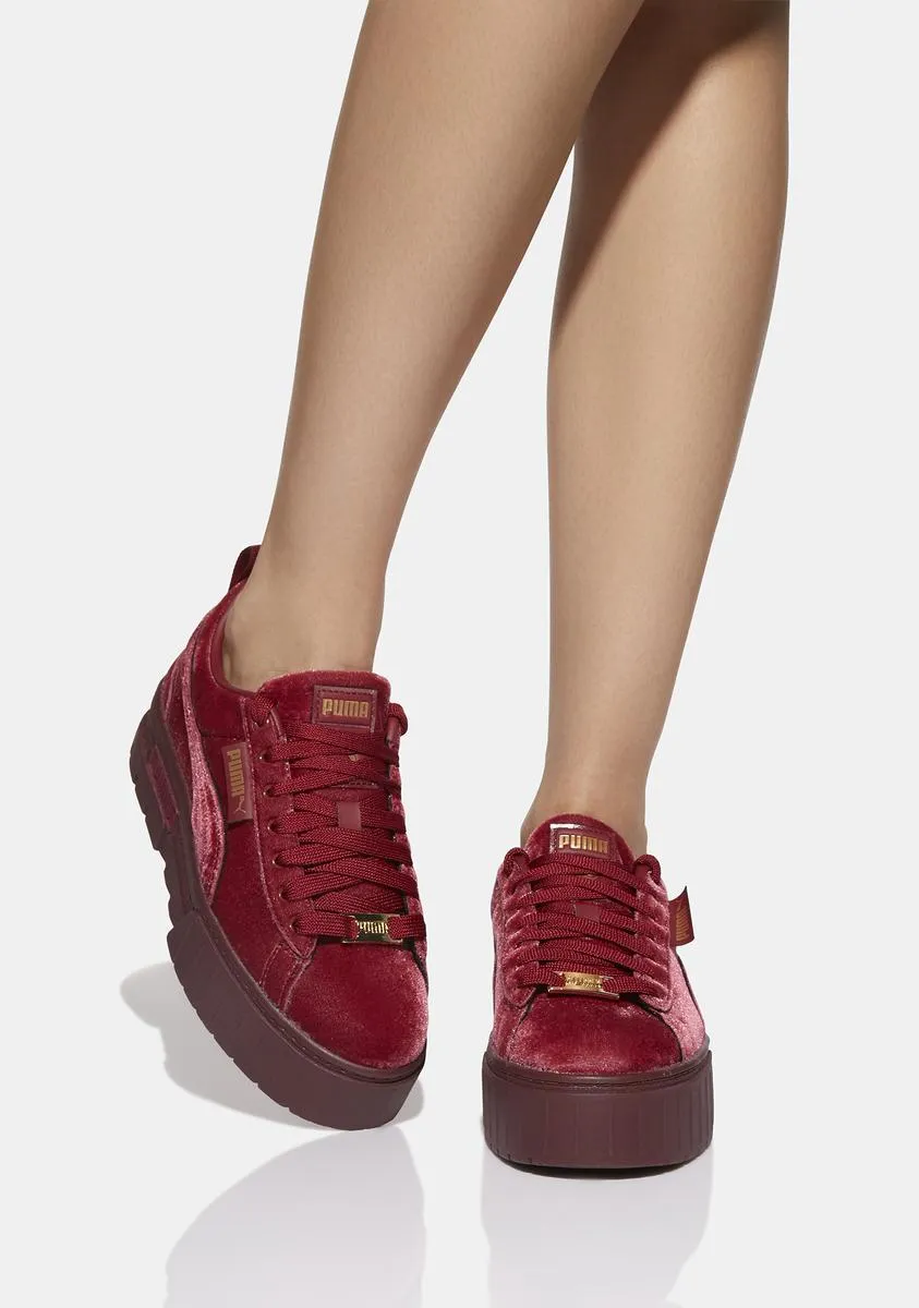 Mayze Red Velvet Platform Sneakers