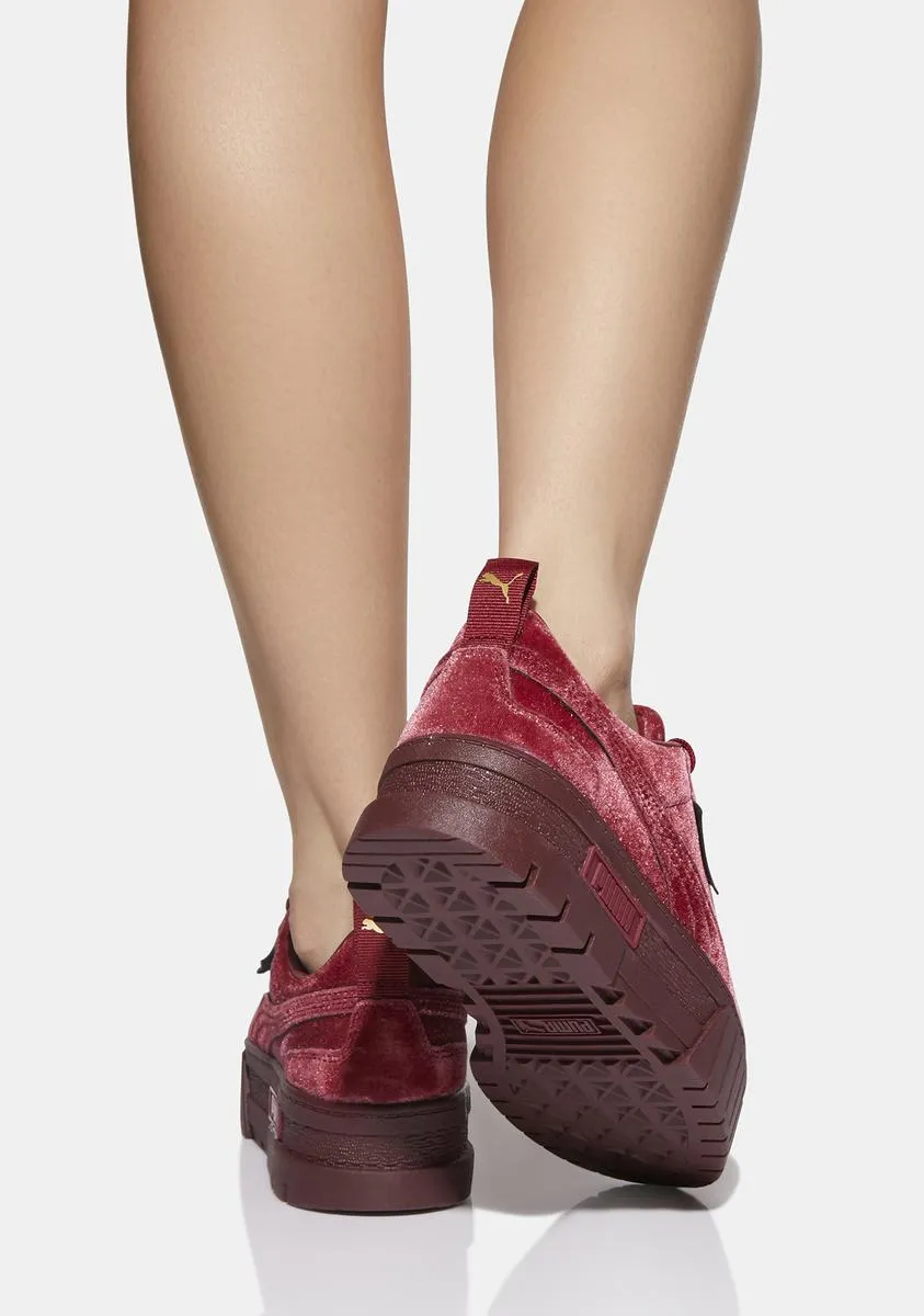 Mayze Red Velvet Platform Sneakers