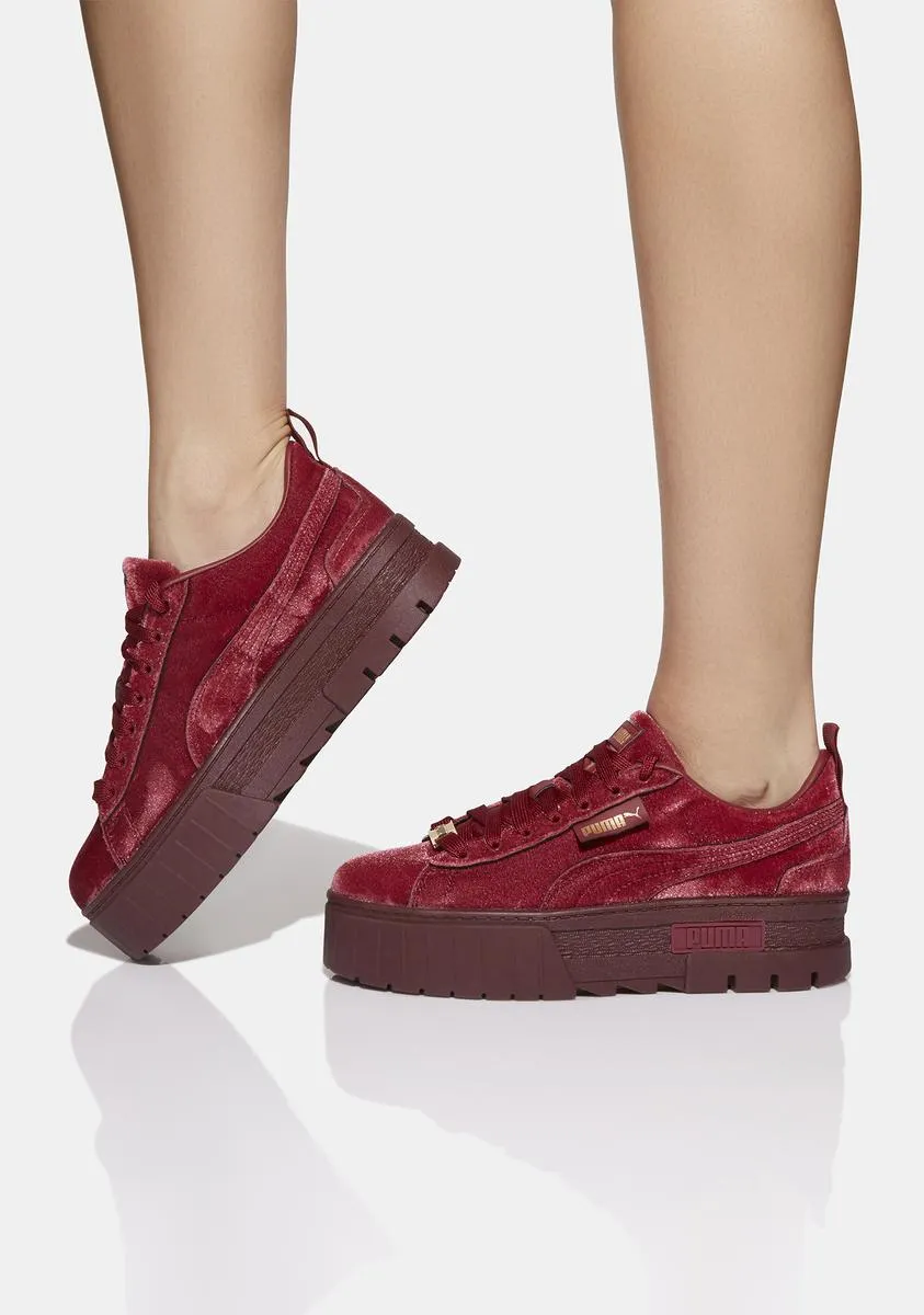 Mayze Red Velvet Platform Sneakers