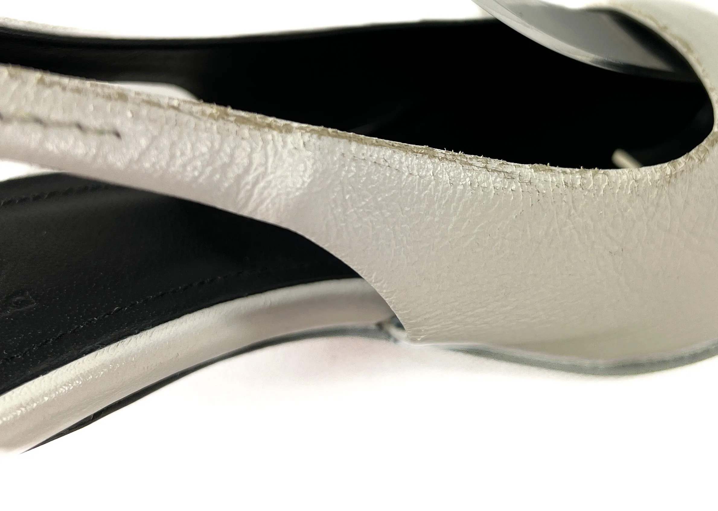 MM6 Maison Margiela white distressed slingback pumps size 40 retail $595