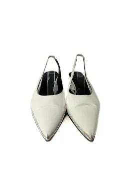 MM6 Maison Margiela white distressed slingback pumps size 40 retail $595