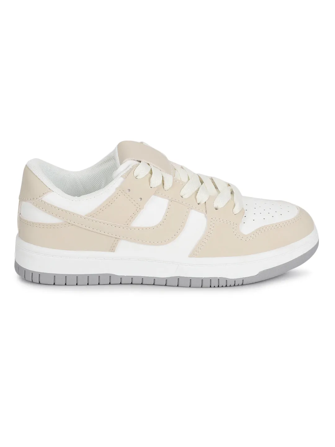 Nude PU Lace-Up Sneakers (TC-RS3487-NUD)