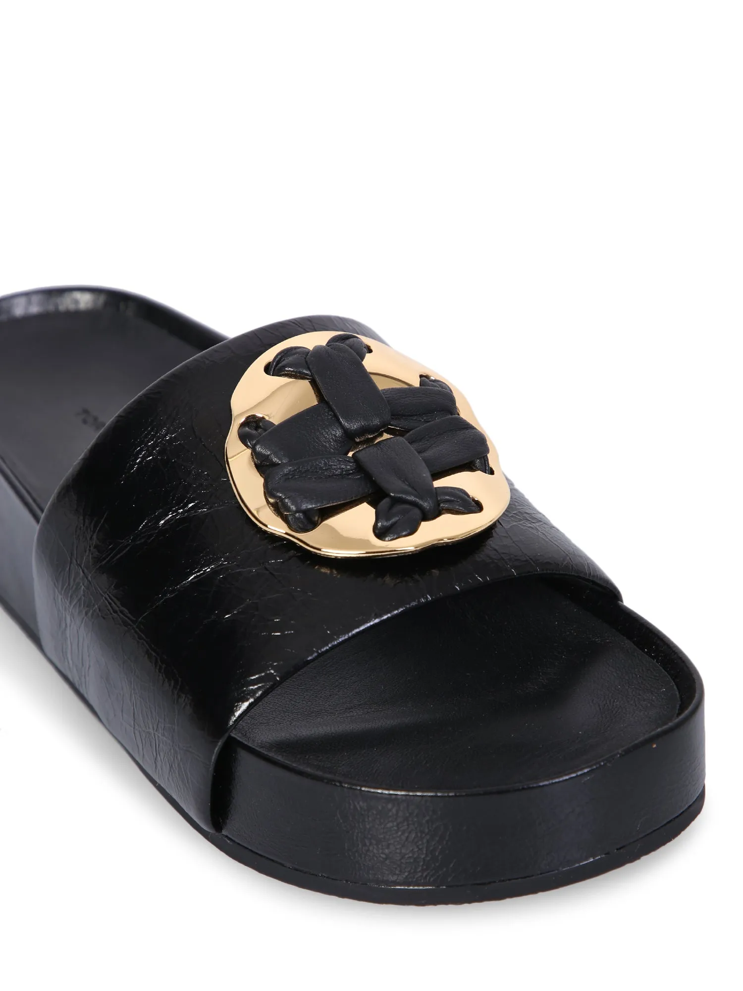 Platform leather slides