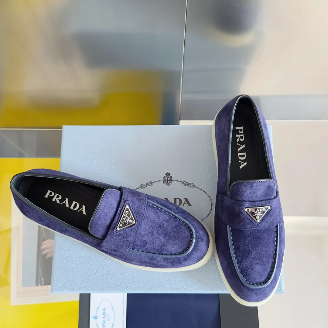 Pra Purple Suede Leather Loafers 25mm Rubber Sole