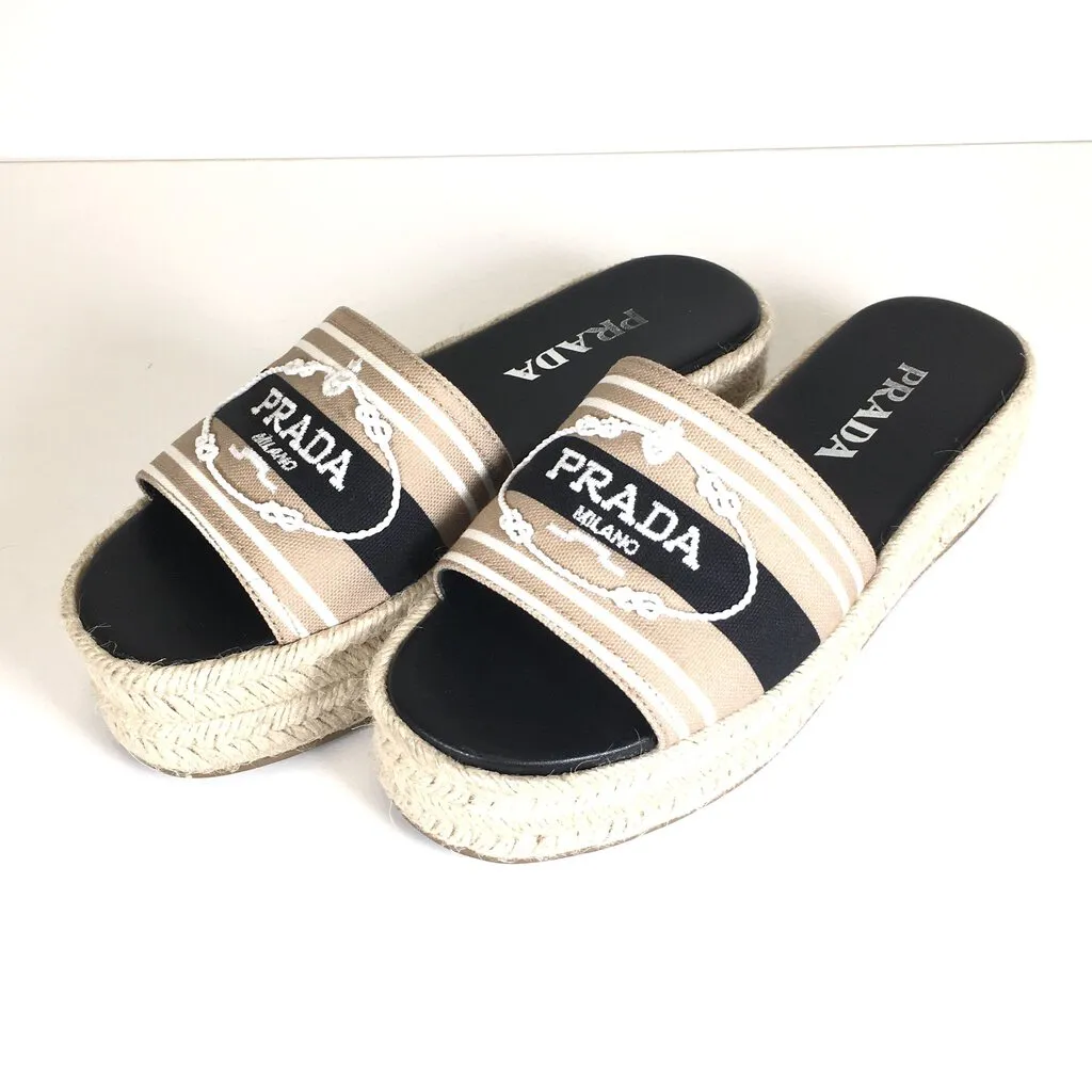 Prada Espadrilles Platform Slides