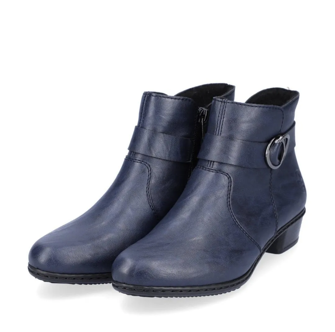 Rieker Y0775-14 Navy Low Heeled Ankle Boots