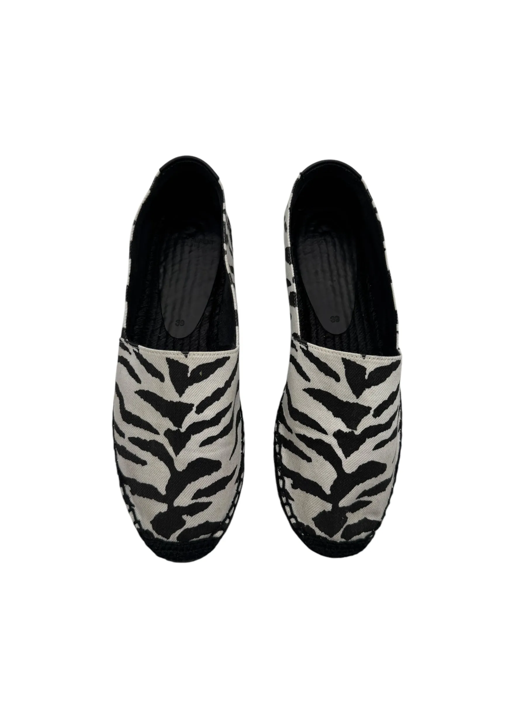 Saint Laurent Canvas Tiger Print Espadrilles 39 White Black