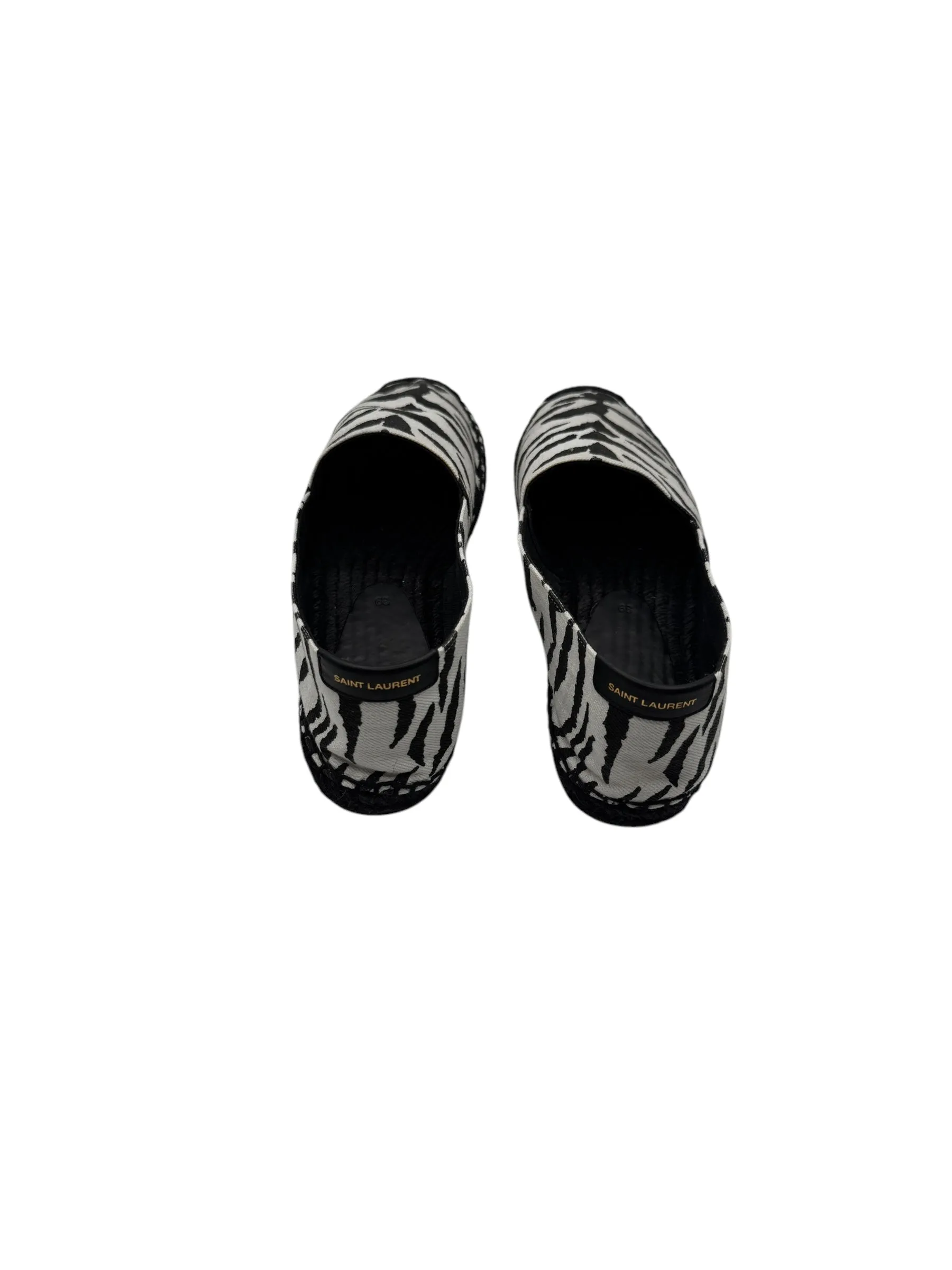 Saint Laurent Canvas Tiger Print Espadrilles 39 White Black