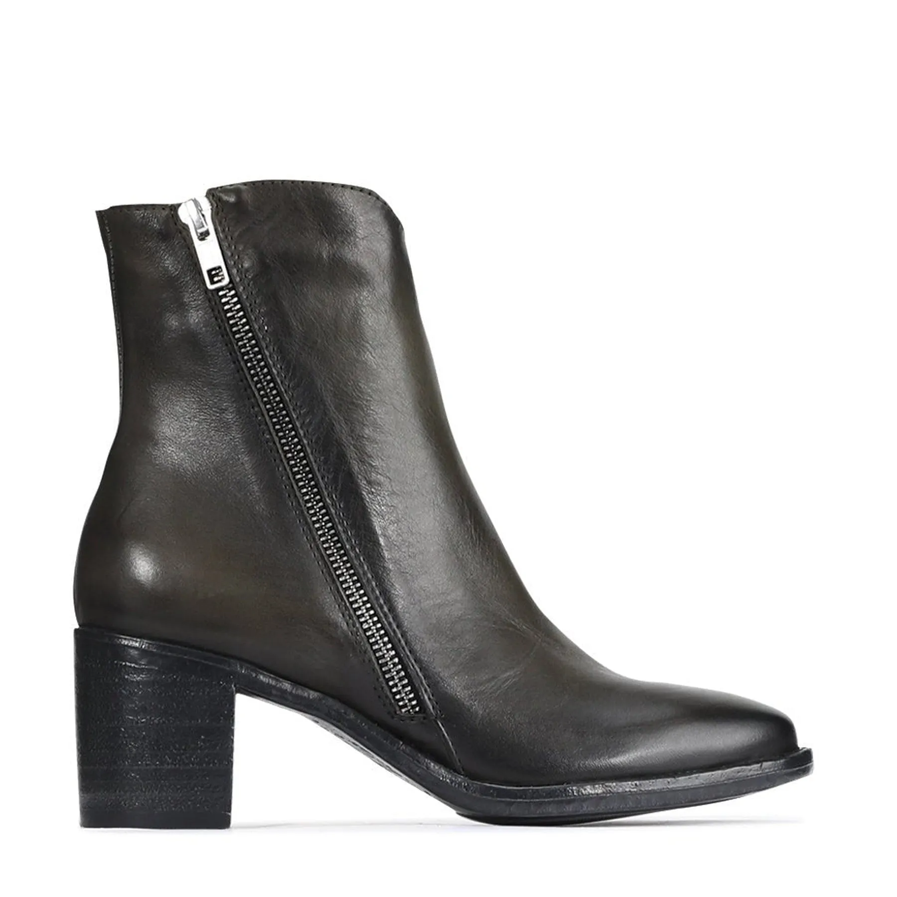 SERAPHIN LEATHER ZIP ANKLE BOOTS