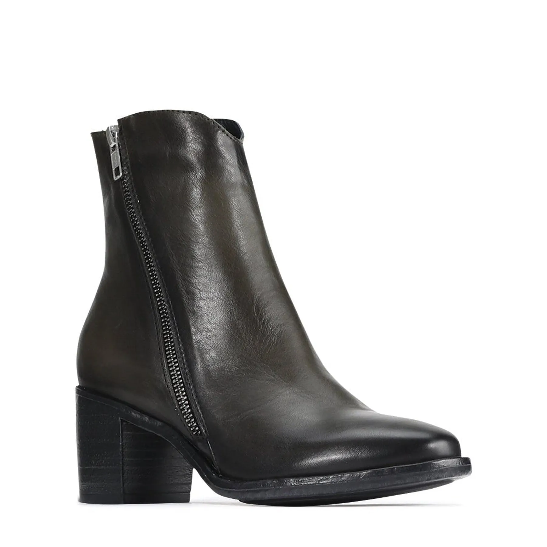 SERAPHIN LEATHER ZIP ANKLE BOOTS