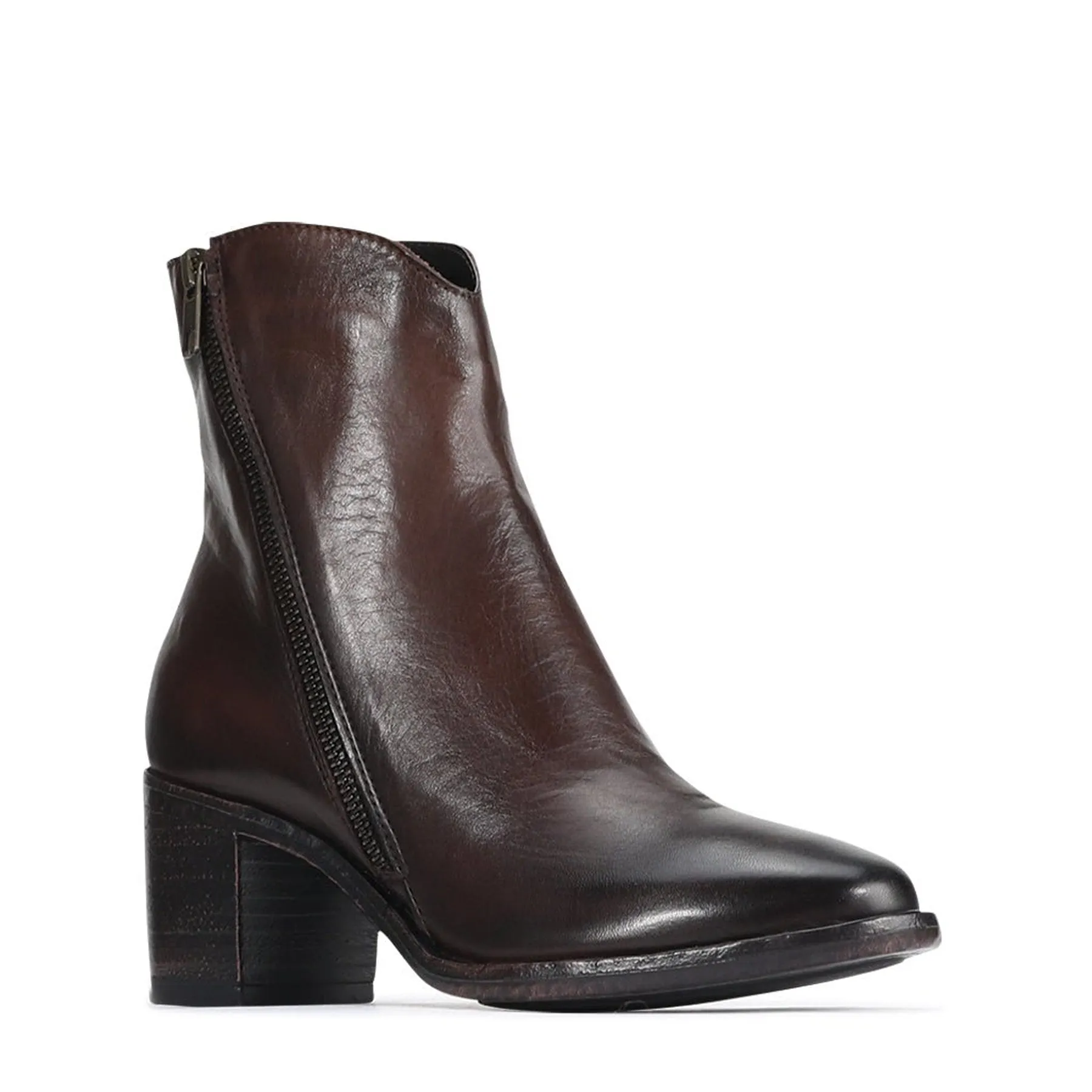 SERAPHIN LEATHER ZIP ANKLE BOOTS