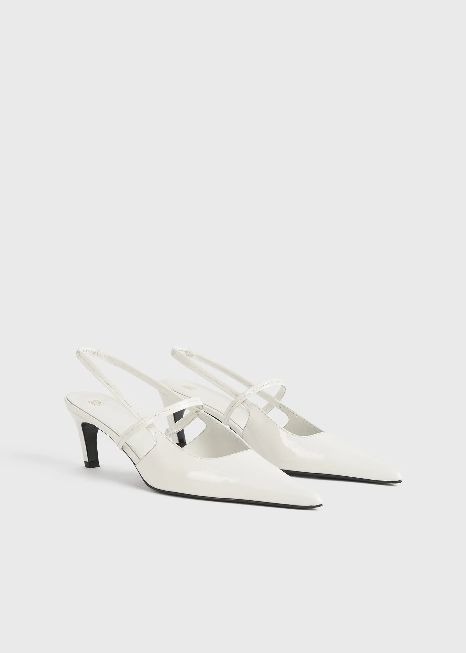 Sharp patent slingbacks off-white