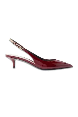 Signoria Embellished Patent-leather Slingback Pumps