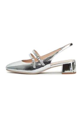 Slingback Block Heels Pumps Marisol - Silver