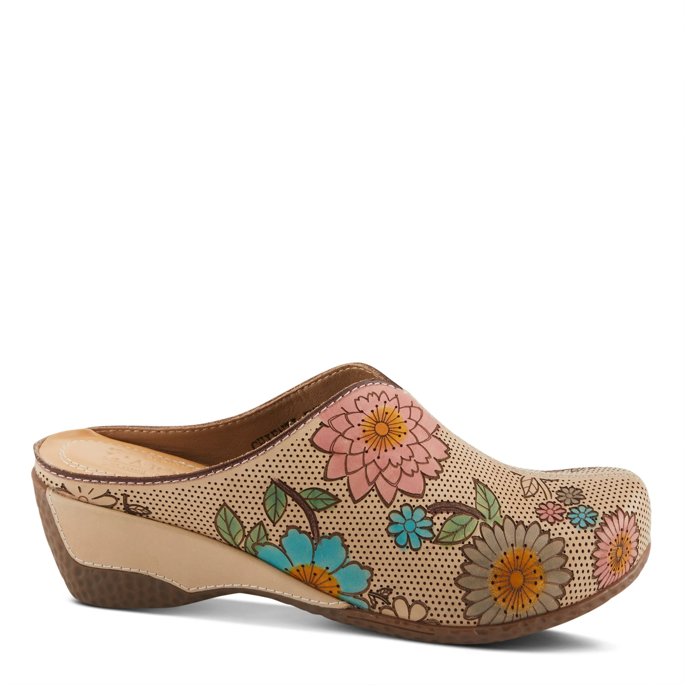 Spring Step Shoes L'Artiste Chienti Women's Hand Painted Floral Leather Clogs