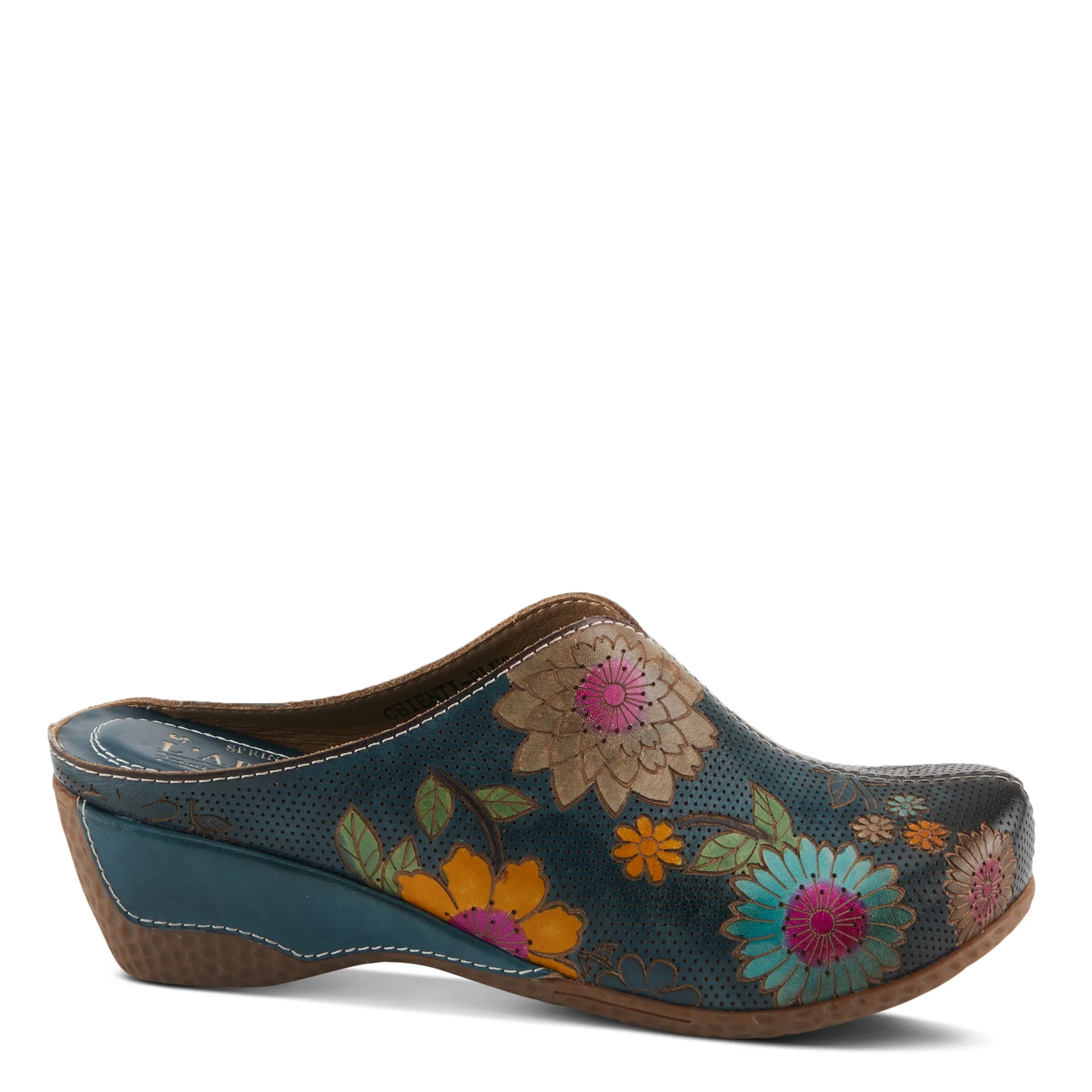 Spring Step Shoes L'Artiste Chienti Women's Hand Painted Floral Leather Clogs