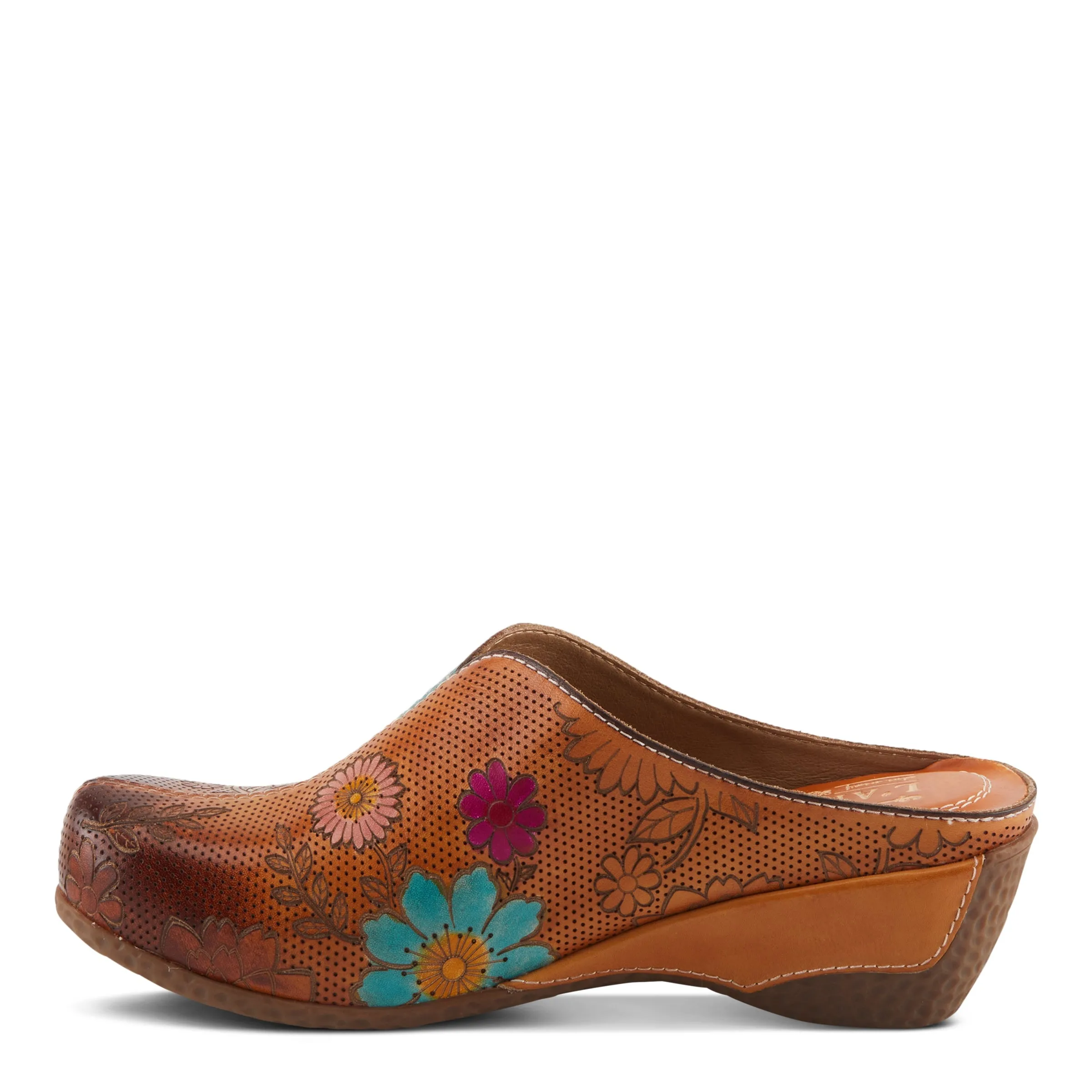 Spring Step Shoes L'Artiste Chienti Women's Hand Painted Floral Leather Clogs