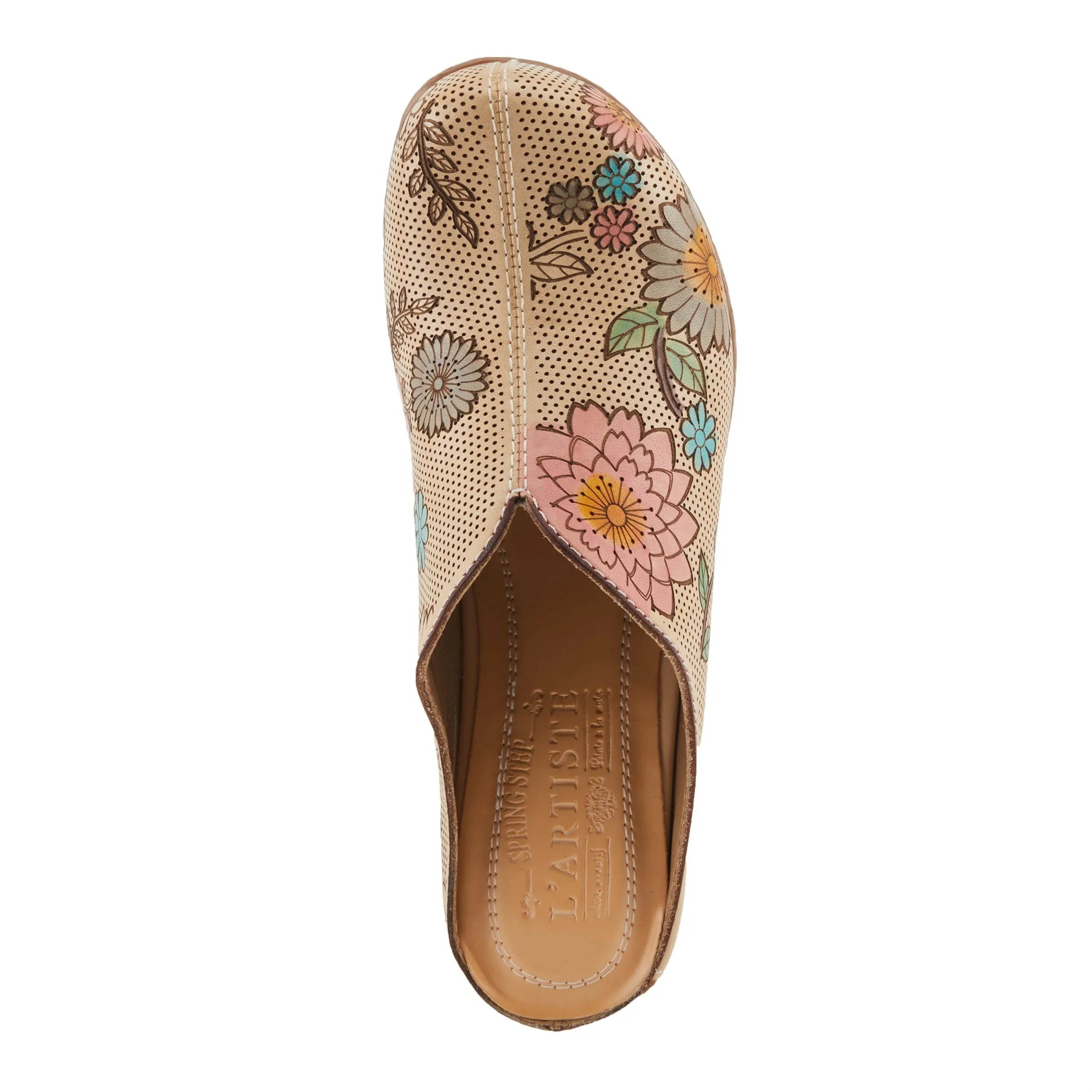 Spring Step Shoes L'Artiste Chienti Women's Hand Painted Floral Leather Clogs