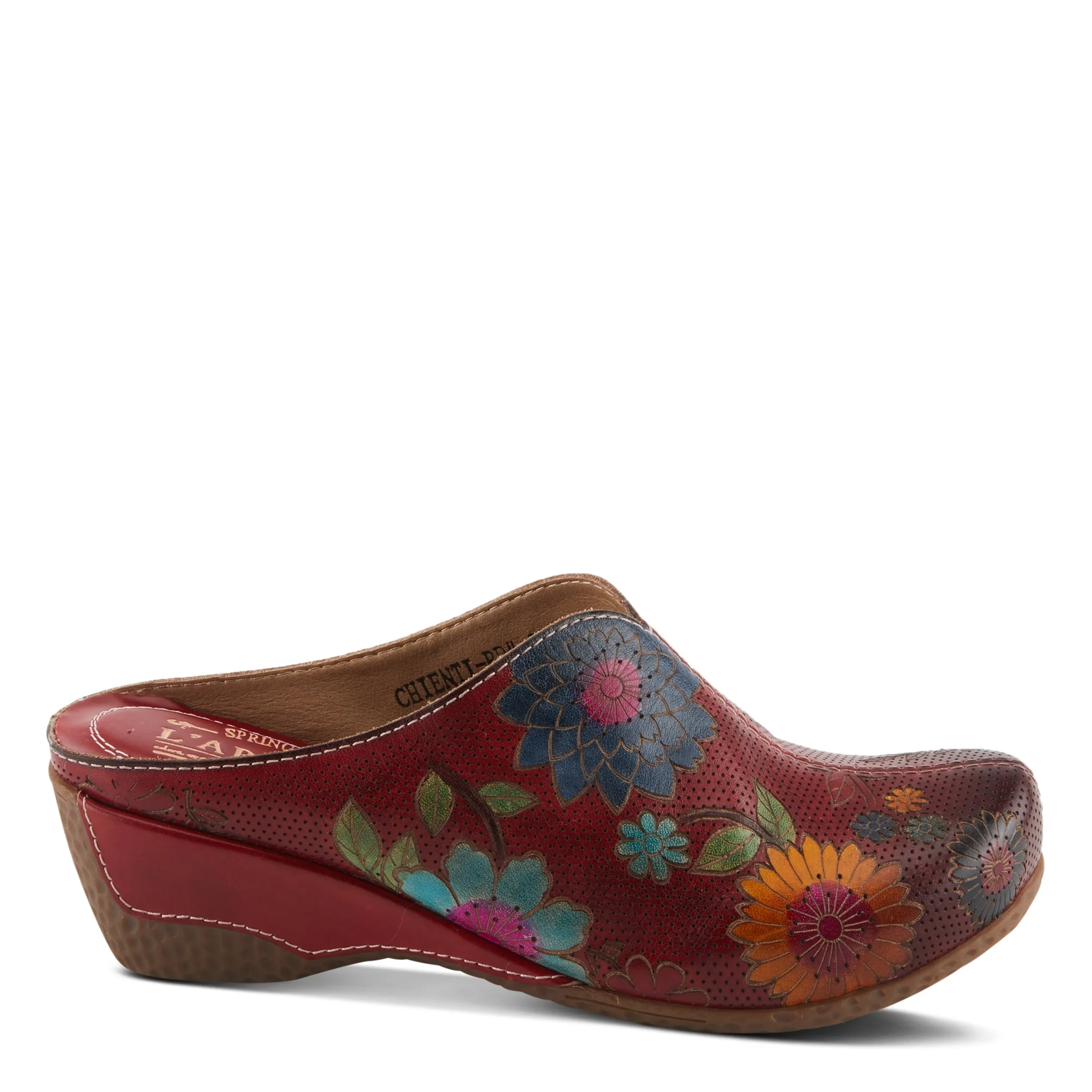 Spring Step Shoes L'Artiste Chienti Women's Hand Painted Floral Leather Clogs