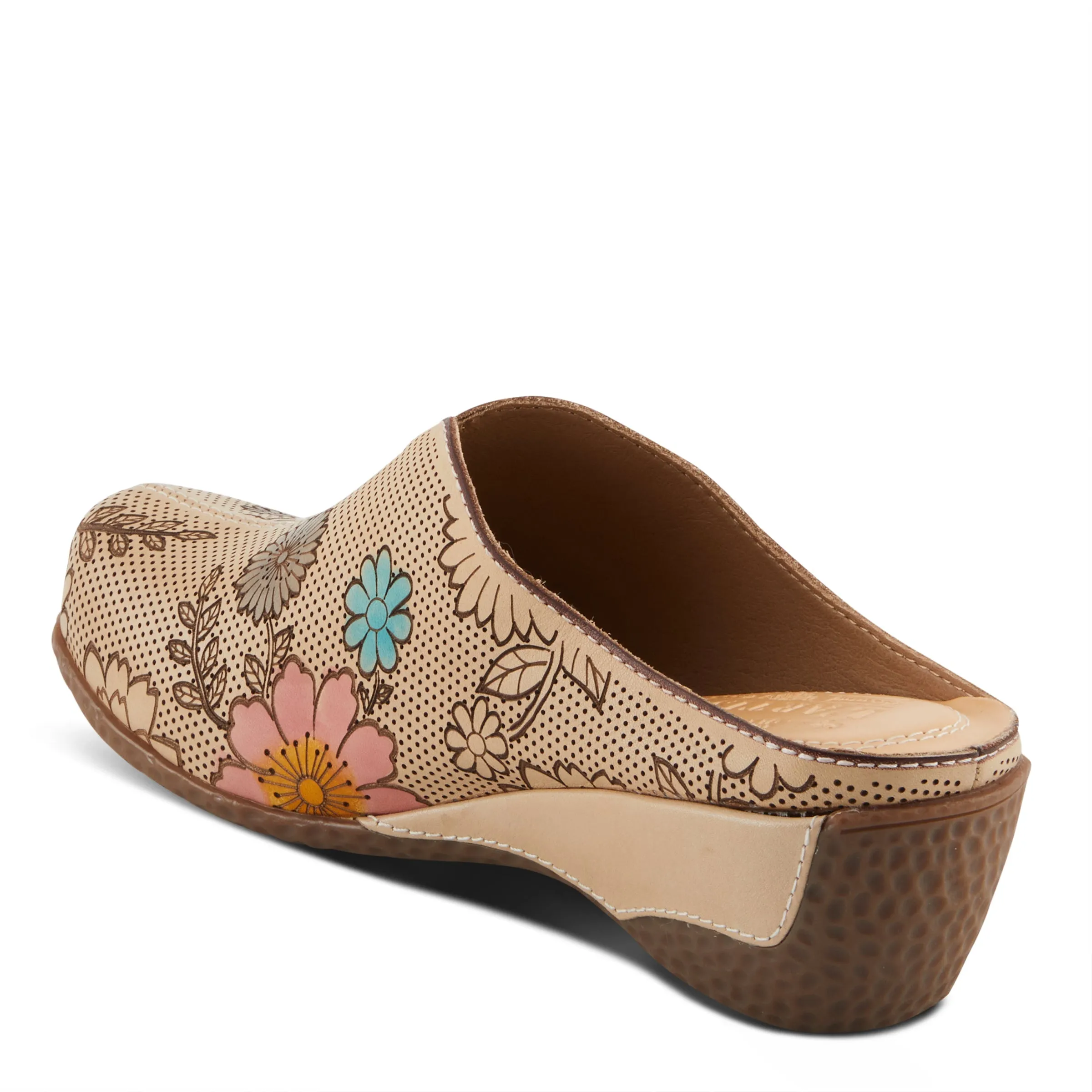 Spring Step Shoes L'Artiste Chienti Women's Hand Painted Floral Leather Clogs