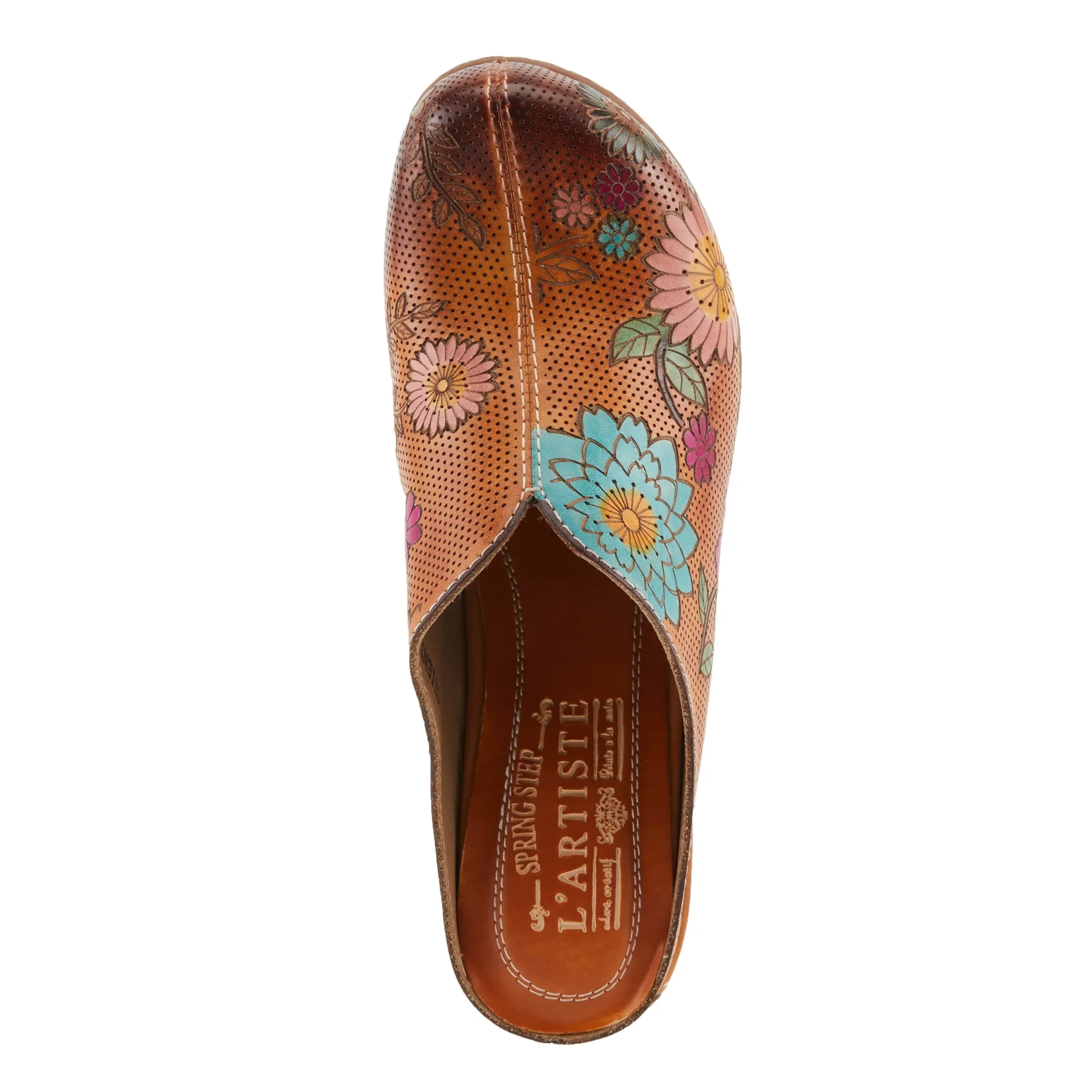 Spring Step Shoes L'Artiste Chienti Women's Hand Painted Floral Leather Clogs