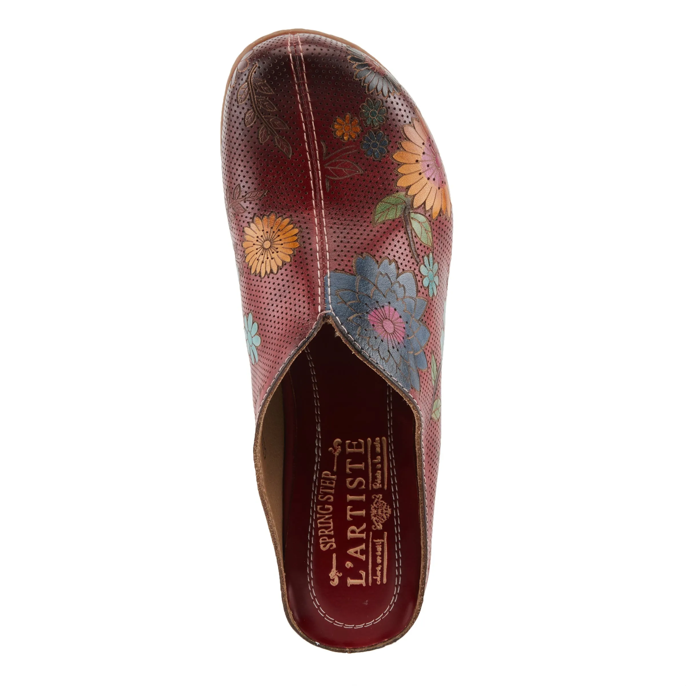 Spring Step Shoes L'Artiste Chienti Women's Hand Painted Floral Leather Clogs