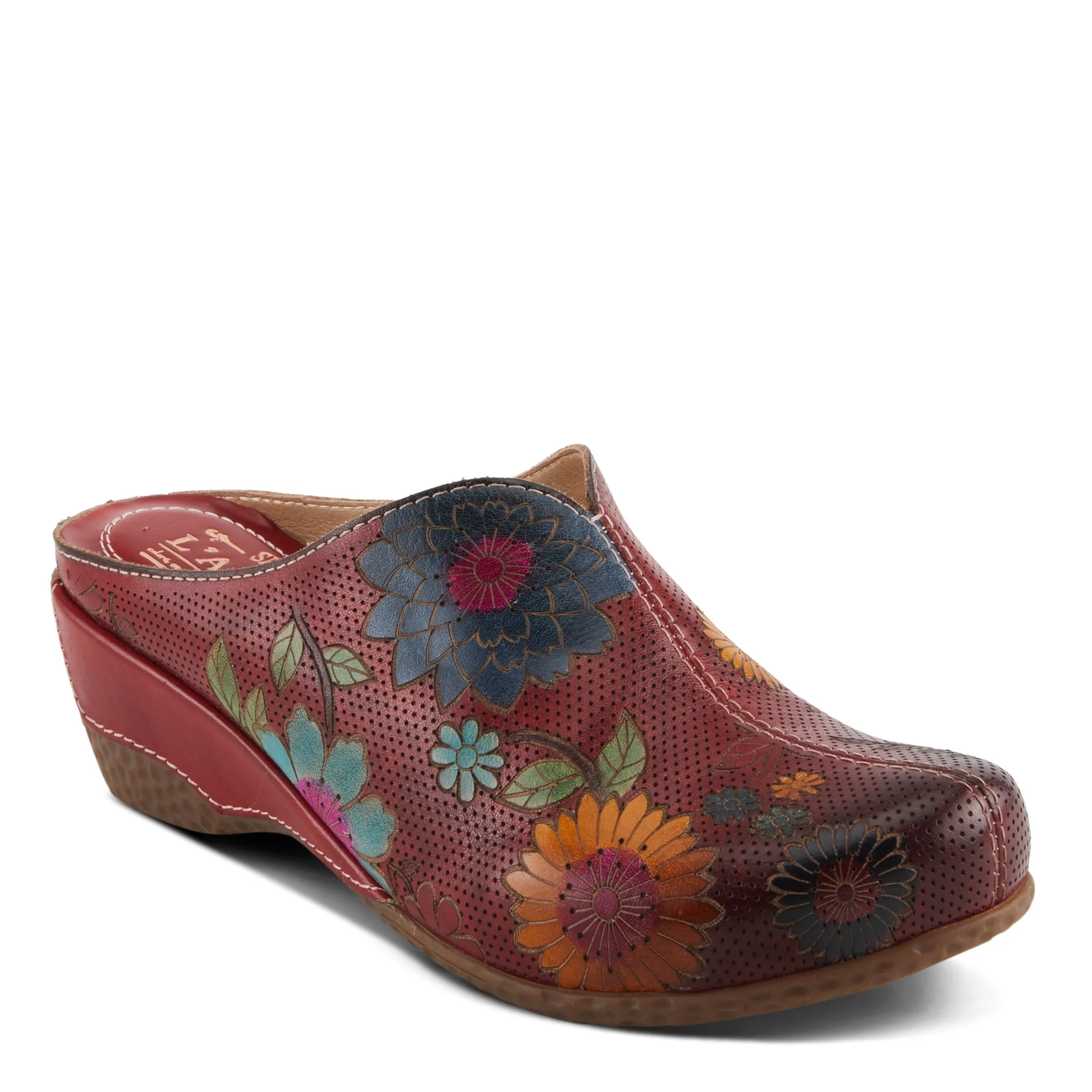 Spring Step Shoes L'Artiste Chienti Women's Hand Painted Floral Leather Clogs