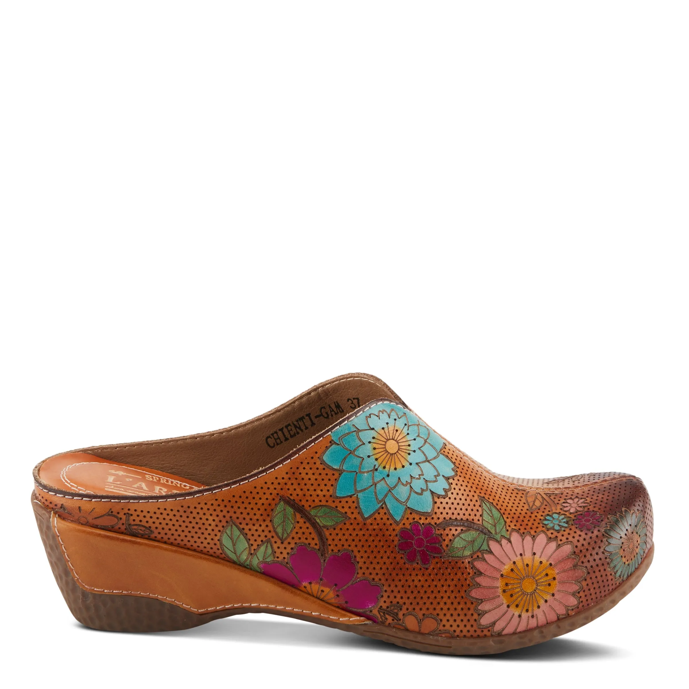 Spring Step Shoes L'Artiste Chienti Women's Hand Painted Floral Leather Clogs