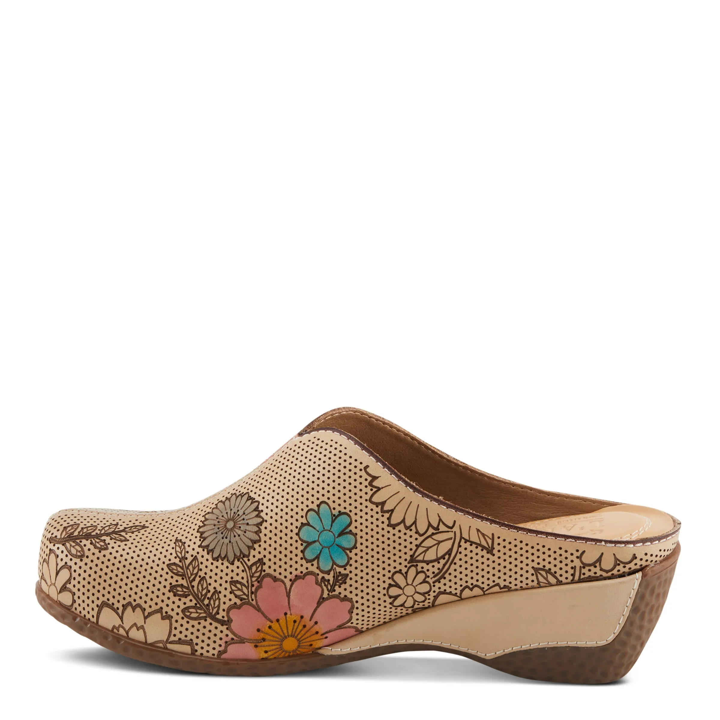 Spring Step Shoes L'Artiste Chienti Women's Hand Painted Floral Leather Clogs