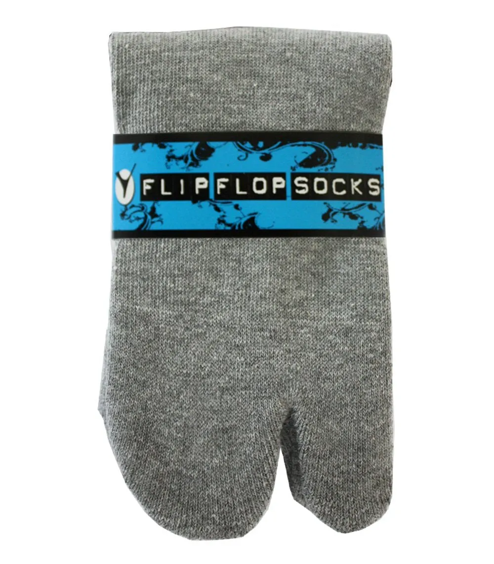 Thicker V-Toe Athletic or Casual Grey Flip-Flop Tabi Socks Cotton Blend Comfortable Stylish - Ankle Socks