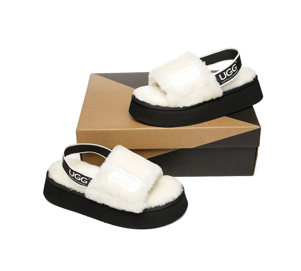 UGG Sandals Women Platform Fluffy Slides Poppin