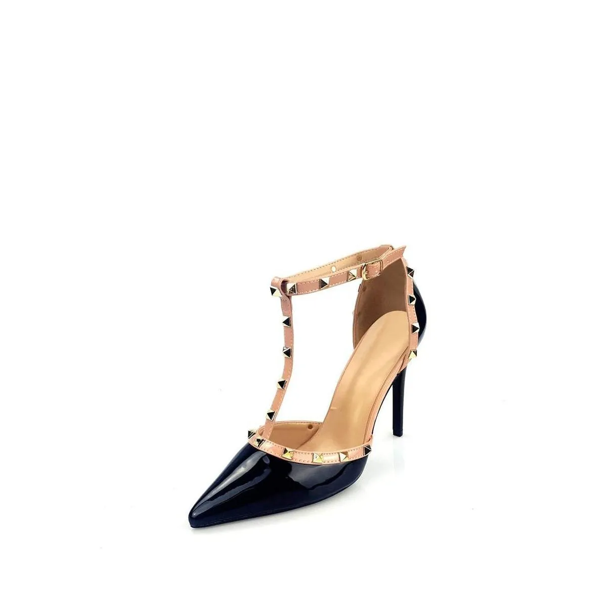 Valery Single Ankle Strap With Rock Studs Court