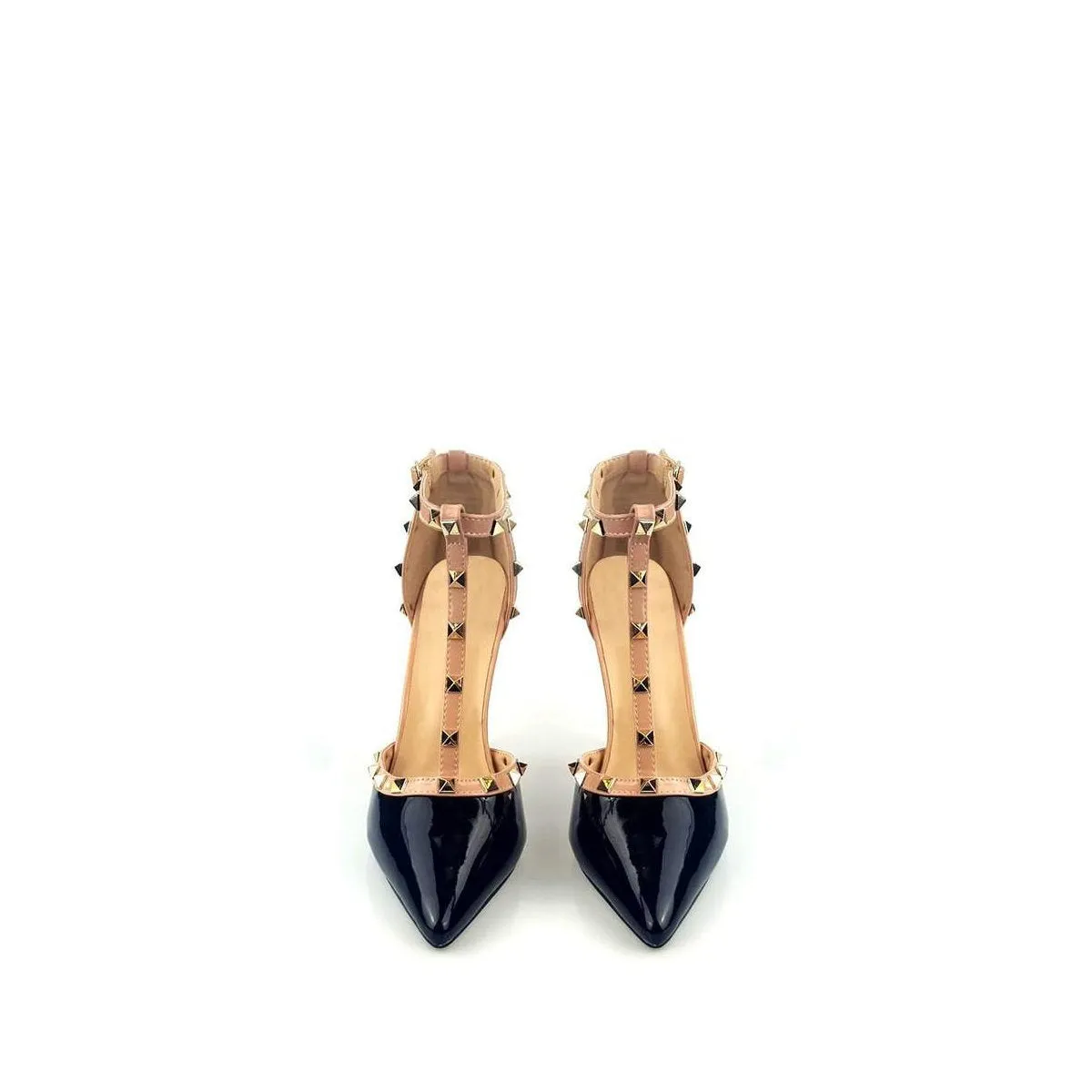 Valery Single Ankle Strap With Rock Studs Court