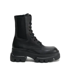 Vitello Black Combat Boots