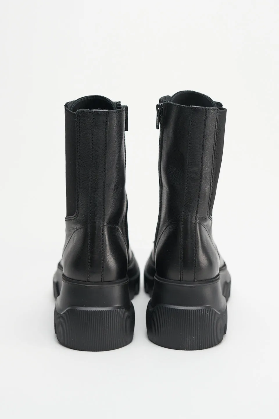 Vitello Black Combat Boots