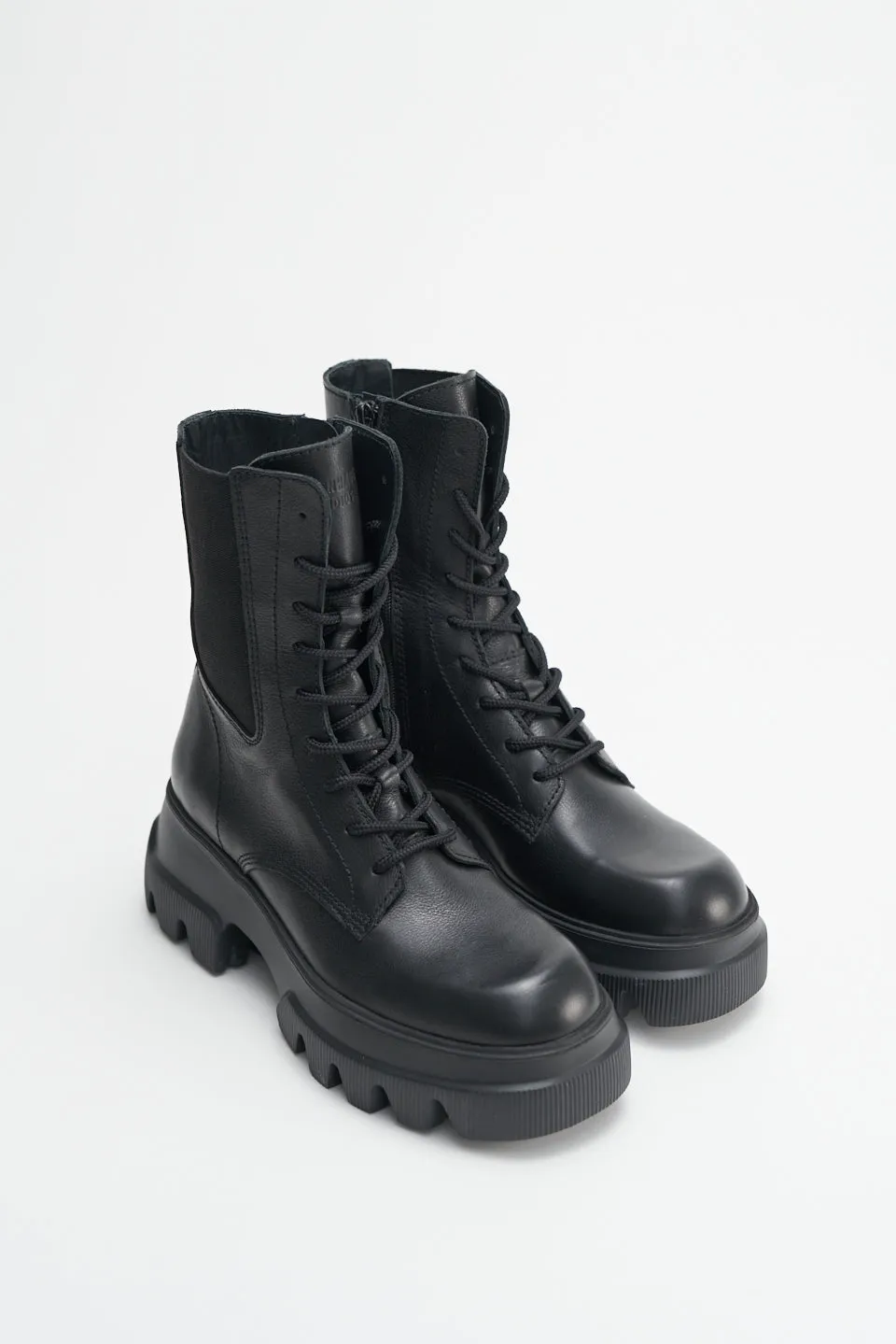 Vitello Black Combat Boots