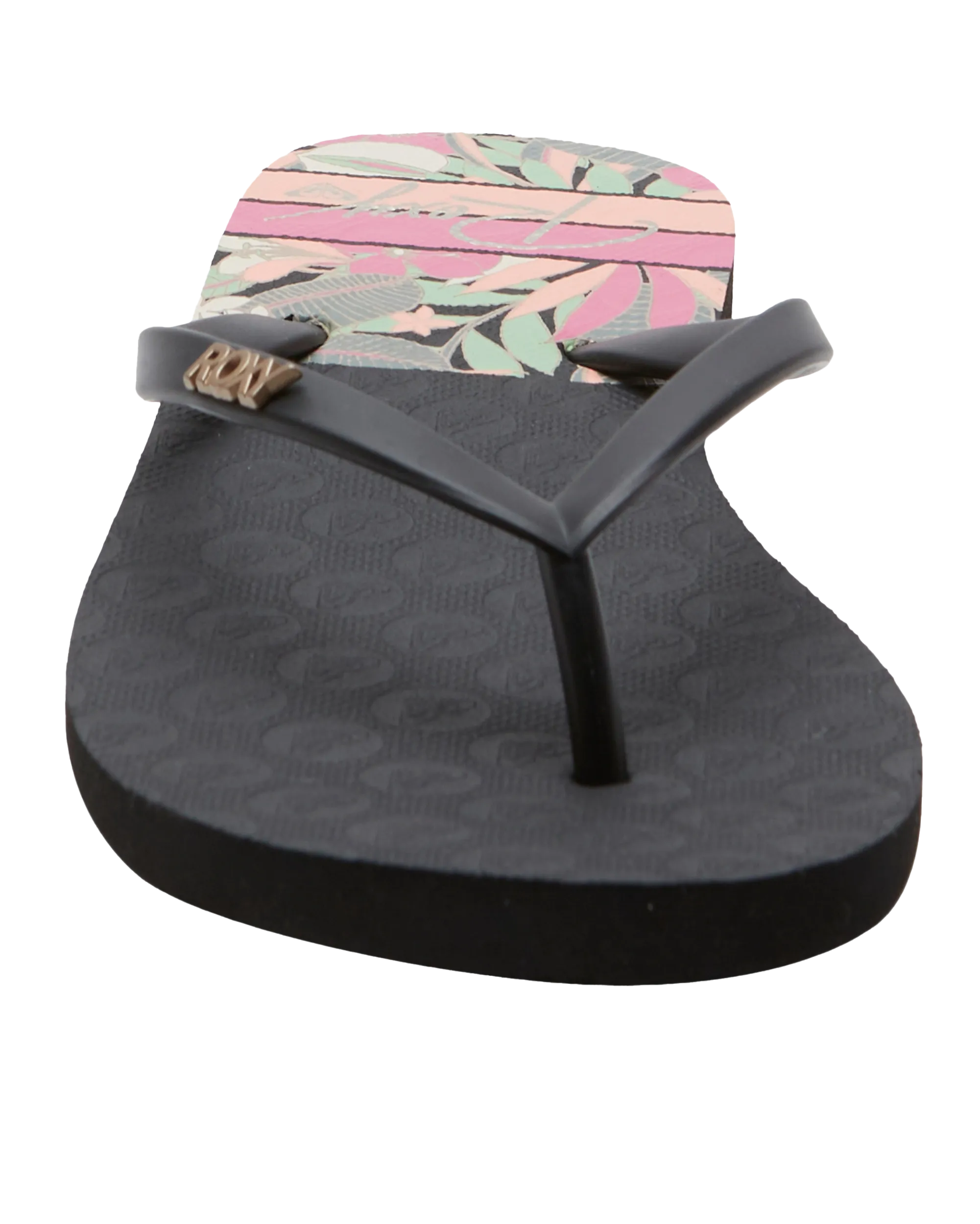 Viva Printed Flip Flops in Black, Pink & Soft Lime