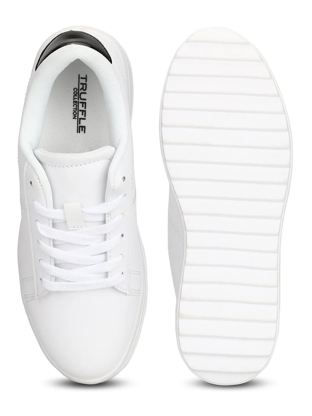 White PU Cleated Bottom Flatform Chunky Sneakers