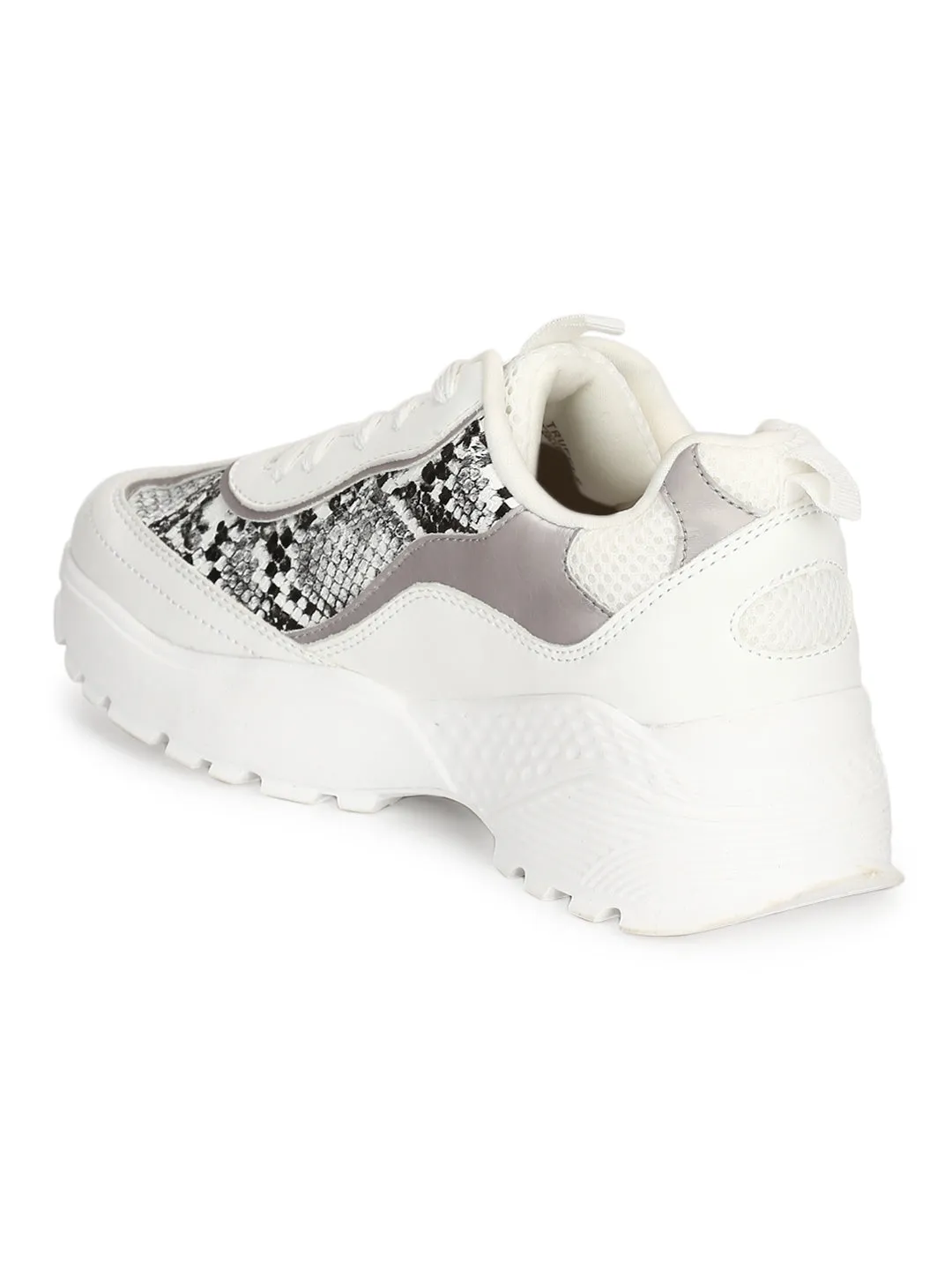 White Snake Chunky Cleated Bottom Sneakers