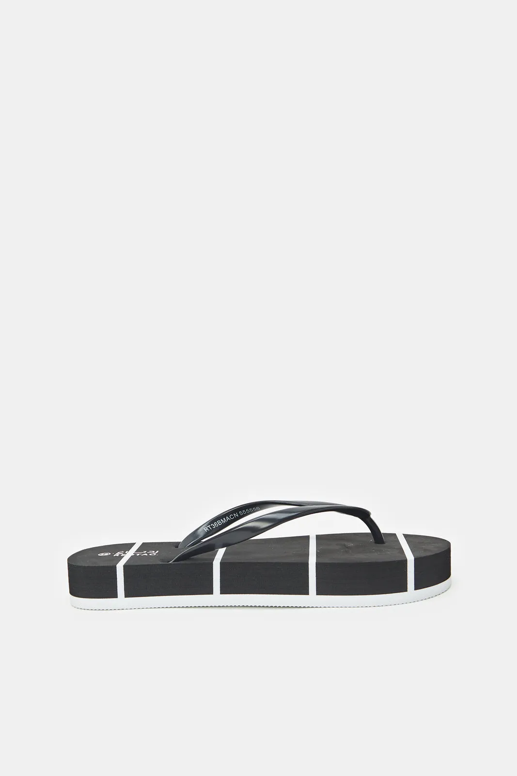 Women Black Striped Flip Flops